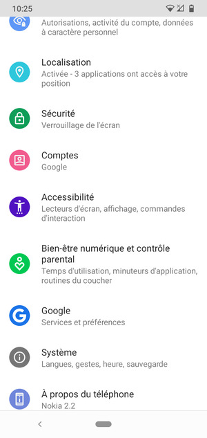 Faites défiler et sélectionnez Systéme