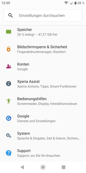 Scrollen Sie und wählen Sie System