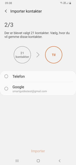 Vælg din Google konto