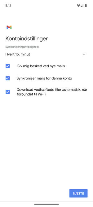 Vælg NÆSTE