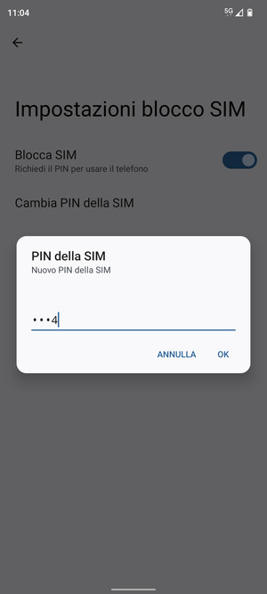 Inserisci Nuovo PIN della SIM e seleziona OK