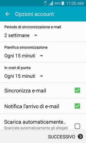 Seleziona SUCCESSIVO