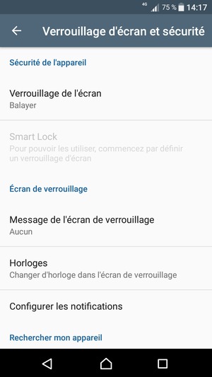 Sélectionnez Verrouillage de l'ecran