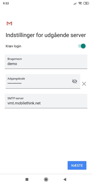 Indtast udgående serveradresse