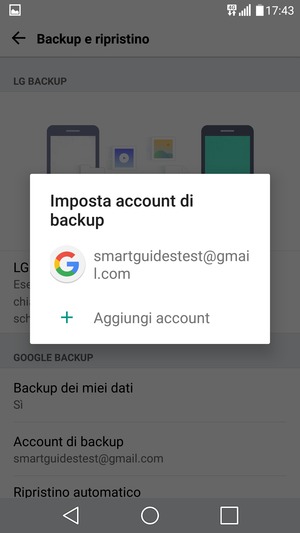 Seleziona il tuo account di backup