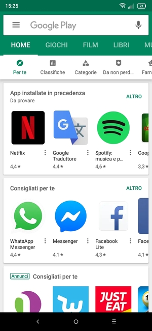 Seleziona la barra di ricerca