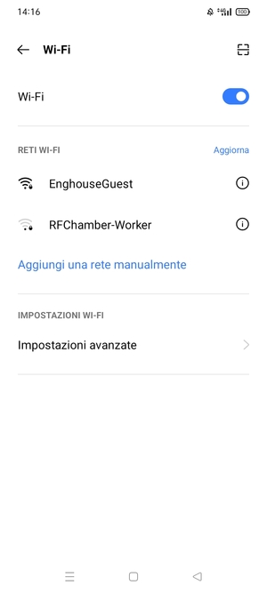 Seleziona la rete wireless a cui desideri connetterti