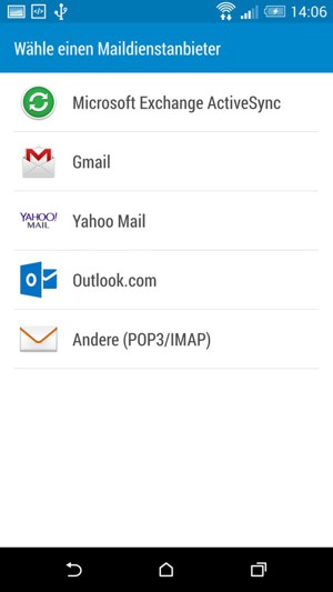 Wählen Sie Microsoft Exchange ActiveSync