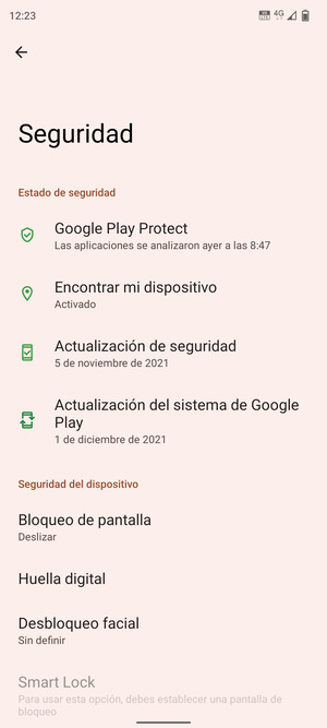 Seleccione Bloqueo de pantalla