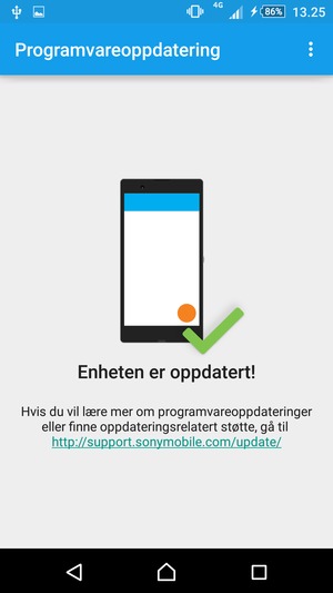 Hvis telefonen din er oppdatert, vil du se følgende skjermbilde.