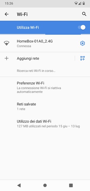 Ora sei connesso alla rete Wi-Fi