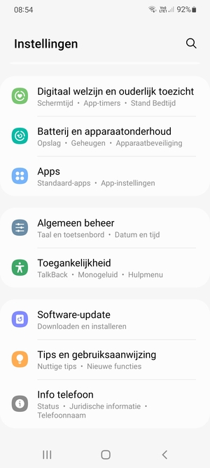 Scroll naar en selecteer Software-update