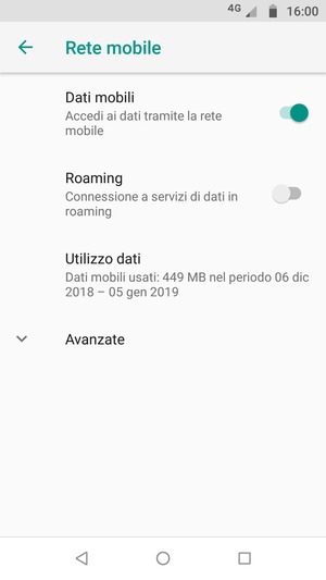 Per modificare la rete, in presenza di problemi, seleziona Avanzate