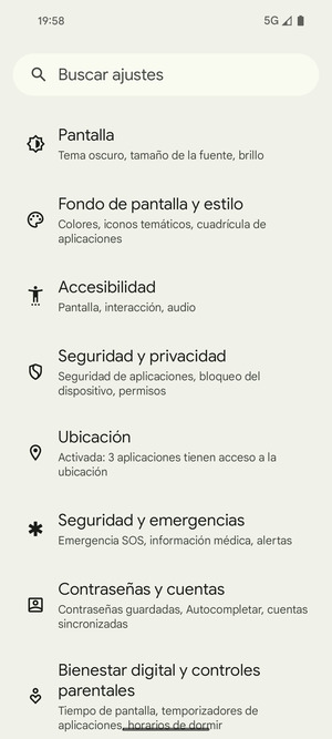 Desplácese y seleccione Ubicación