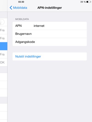 Indtast internet-oplysninger