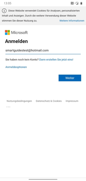Geben Sie Ihre E-Mail-Adresse ein und wählen Sie Weiter