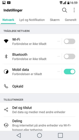 Vælg Generelt