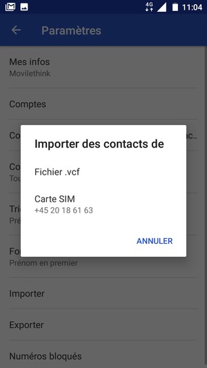 Sélectionnez Carte SIM