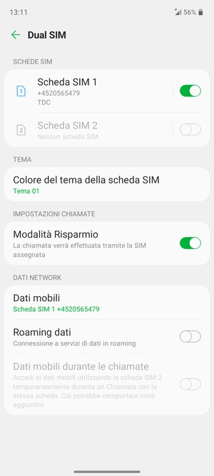 Seleziona il tasto Indietro