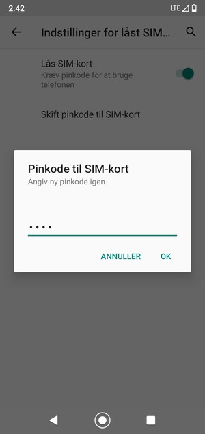 Bekræft din nye pinkode til SIM-kort og vælg OK