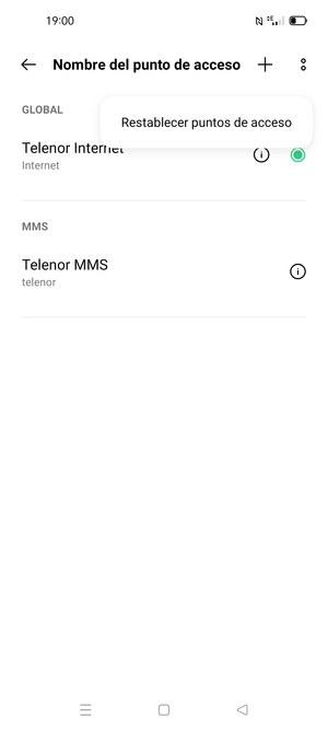 Seleccione Restablecer puntos de acceso