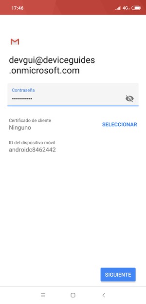 Introduzca su contraseña y seleccione SIGUIENTE