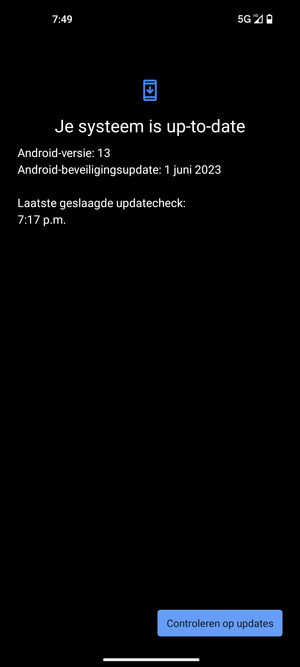 Als uw telefoon up-to-date is, zult u het volgende scherm zien