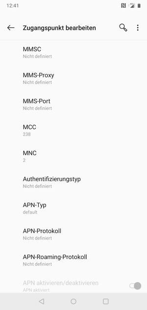 Scrollen Sie nach unten und geben Sie MMS-Informationen ein