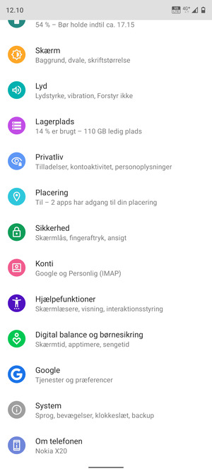 Scroll til og vælg Sikkerhed