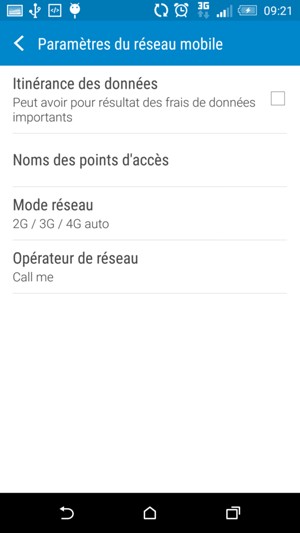 Sélectionnez Mode réseau