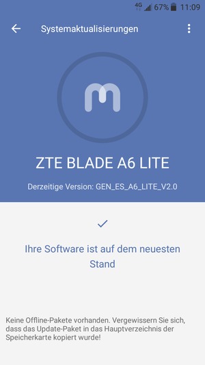 Falls Ihr Handy aktualisiert ist, wird Ihnen der folgende Bildschirm angezeigt