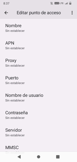 Introduzca la información de MMS