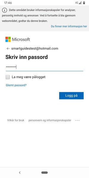 Skriv inn passord og velg Logg på