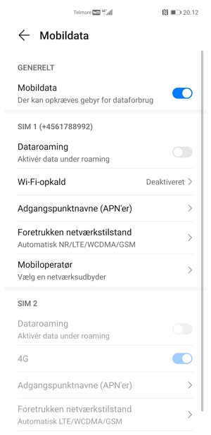 For at skifte netværk, hvis der opstår netværksproblemer, vælg Mobiloperatør