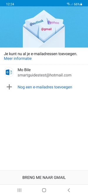Selecteer BRENG ME NAAR GMAIL