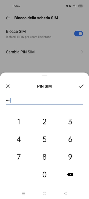 Inserisci Nuovo PIN della scheda SIM e seleziona OK