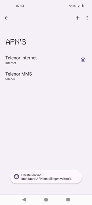 Selecteer Nieuwe APN