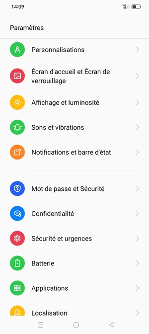 Faites défiler et sélectionnez Mot de passe et Sécurité