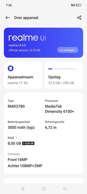 Selecteer realme UI