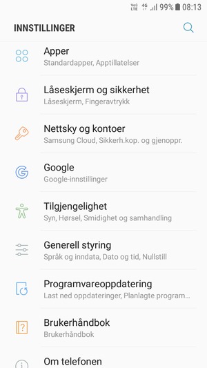 Bla til og velg Låseskjerm og sikkerhet