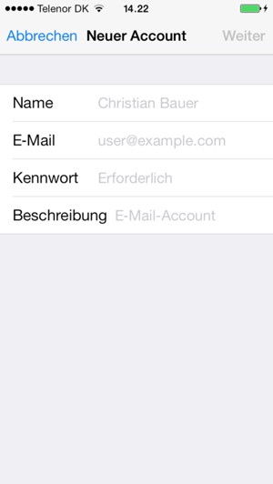 Geben Sie die erforderlichen Informationen ein und wählen Sie Weiter