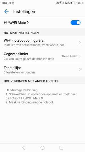 Uw telefoon is nu geïnstalleerd voor gebruik als modem