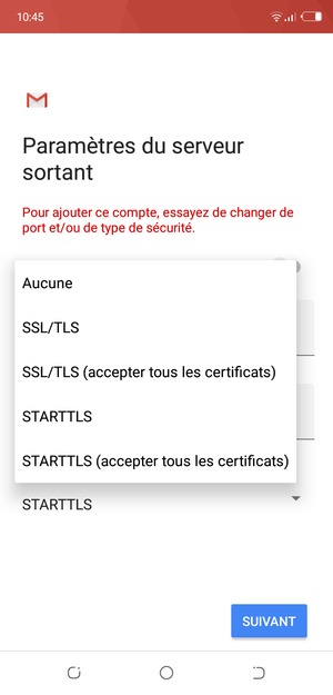 Sélectionnez Aucune puis SUIVANT
