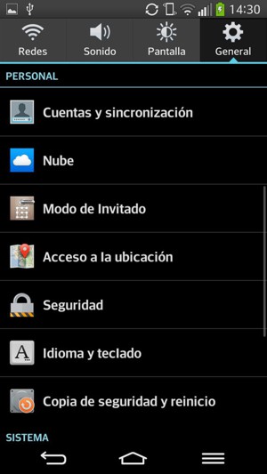 Seleccione Cuentas y sincronización