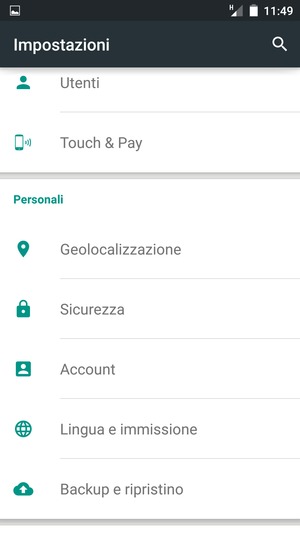Torna al menu Impostazioni e seleziona Account