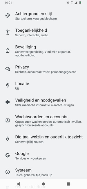 Scroll naar en selecteer Beveiliging