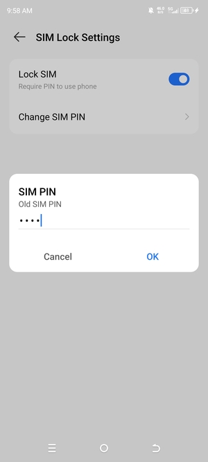 Enter your Old SIM PIN and select OK