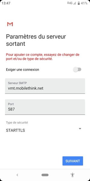 Sélectionnez Type de sécurité