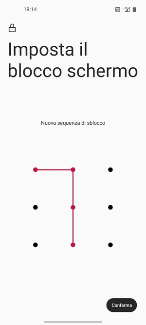 Disegna nuovamente la sequenza di sblocco e seleziona Conferma