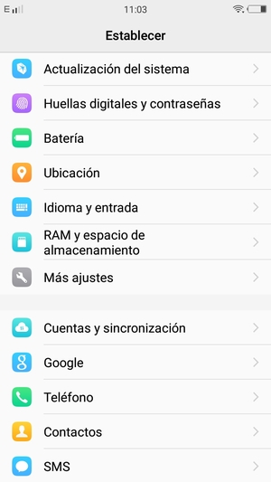 Desplácese y seleccione Actualización del sistema